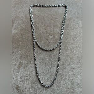 Long Silver Tone Chain Necklace